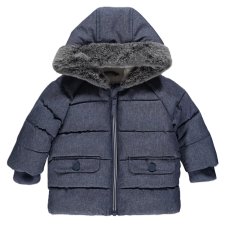 GX550A: Blue Textured Padded Coat (0- 3 Years)